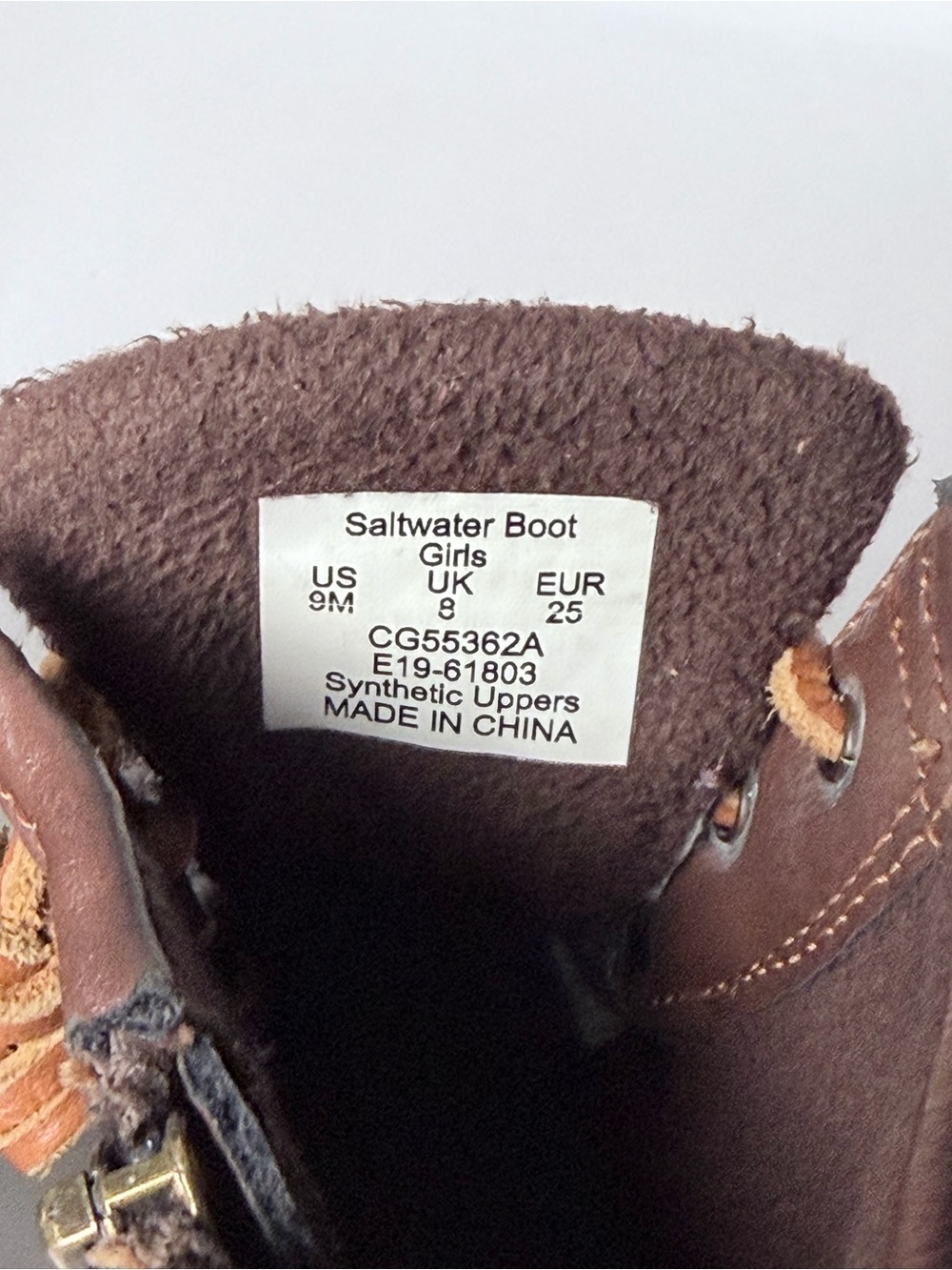 Sperry Kids Brown Leather & Black Rubber Rain Boots with Tan Laces - Picture 6 of 13